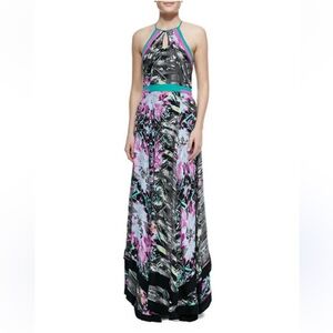 NWT Parker Aurora Combo Maxi Halter Style Dress Gown in Sumatra STUNNING - S